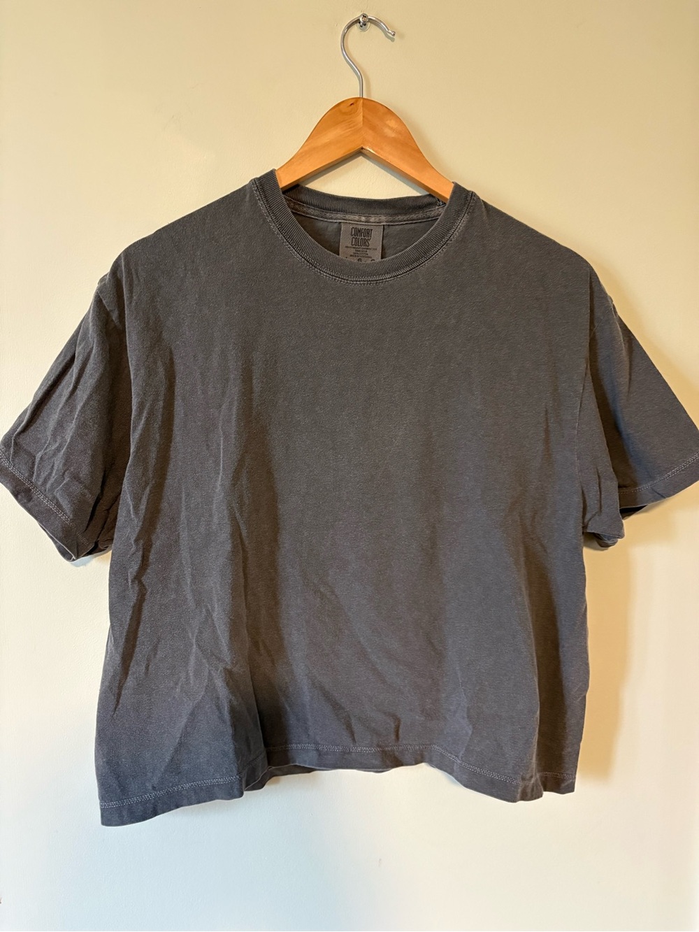 Womens Comfort Colors cotton tshirt Tee Top T-Shirt L Charcoal